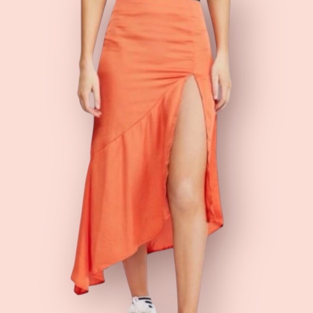 Free People High Low Orange Skirt